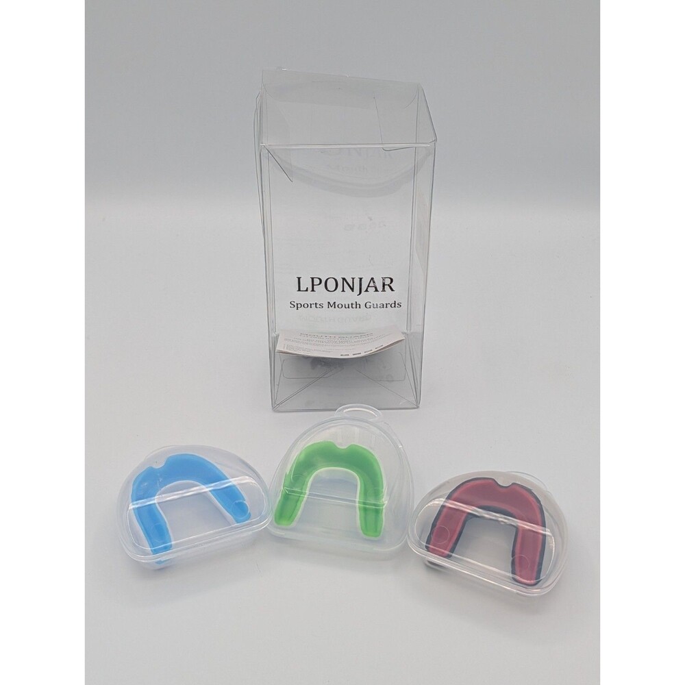 Lponjar 3 Pack Kids Youth Mouth Guard Medium Blue Green Red Sports Mouthguard